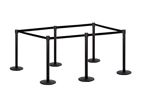 6-Stück-Set FLEXIBARRIER Personenleitsystem Absperrständer Schwarz -PRO 300-3m Gurtlänge *schwarz*, Absperrständer, Absperrband, Absperrpfosten von Flexibarrier