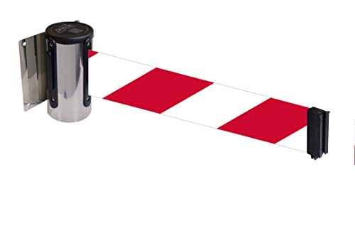 Flexibarrier Wandhalterung inkl. Absperrband (Economy) - 2.3m/4.5m (4.5m, Silber/Rot-Weiß) von Flexibarrier