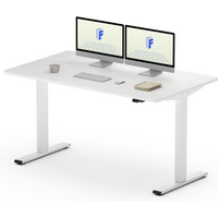 Basic höhenverstellbarer Schreibtisch Weiß inkl. 140 x 80 cm Tischplatte Weiß Single Motor von Flexispot