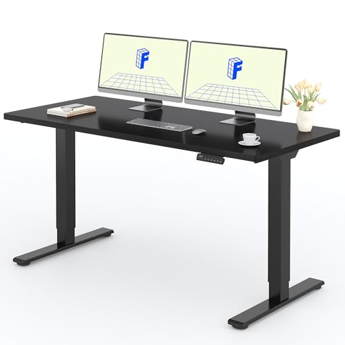 FlexiSpot Höhenverstellbarer Schreibtisch mit 2 Motoren & 25MM einteiliger Tischplatte,ergonomischer Bürotisch - 160 x 80 cm Schwarz, schwarzes Gestell von FLEXISPOT
