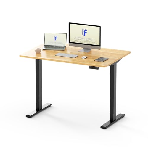 FLEXISPOT EF1 120x80cm Elektrisch Höhenverstellbarer Schreibtisch - Schnelle Montage, Memory-Handsteuerung - Sitz-Stehpult für Büro & Home-Office (ahorn, schwarz Gestell) von FLEXISPOT