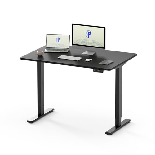 FLEXISPOT EF1 120x80cm Elektrisch Höhenverstellbarer Schreibtisch - Schnelle Montage, Memory-Handsteuerung - Sitz-Stehpult für Büro & Home-Office (schwarz, schwarz Gestell) von FLEXISPOT