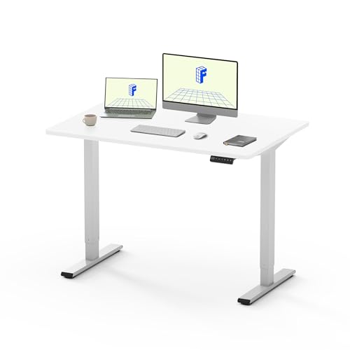 FLEXISPOT EF1 120x80cm Elektrisch Höhenverstellbarer Schreibtisch - Schnelle Montage, Memory-Handsteuerung - Sitz-Stehpult für Büro & Home-Office (weiß, weiß Gestell) von FLEXISPOT