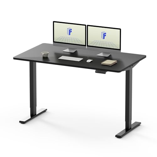 FLEXISPOT EF1 140x80cm Elektrisch Höhenverstellbarer Schreibtisch - Schnelle Montage, Memory-Handsteuerung - Sitz-Stehpult für Büro & Home-Office (schwarz, schwarz Gestell) von FLEXISPOT