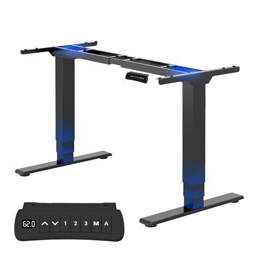 FLEXISPOT Höhenverstellbarer Schreibtisch Elektrisch Tischgestell mit 2 starken Motoren, Super Belastung 160KG, 3-Fach-Teleskop, Memory-Steuerung, LED Höhenanzeige (PRO Schwarz) von FLEXISPOT