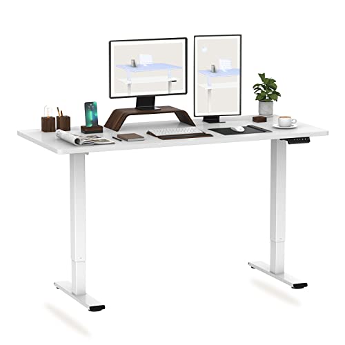 FLEXISPOT Hemera Höhenverstellbarer Schreibtisch (120 x 60 cm), Mit Memory-Steuerung und Softstart/-Stop& integriertes Anti-Kollisionssystem, Weiß Gestell + Weiß Tischplatte von FLEXISPOT