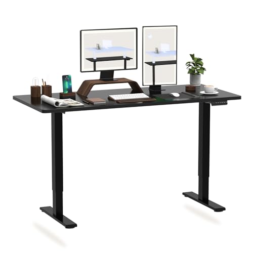 FLEXISPOT Hemera Höhenverstellbarer Schreibtisch (140 x 80 cm), Mit Memory-Steuerung und Softstart/-Stop& integriertes Anti-Kollisionssystem, Schwarz Gestell + Schwarz Tischplatte von FLEXISPOT