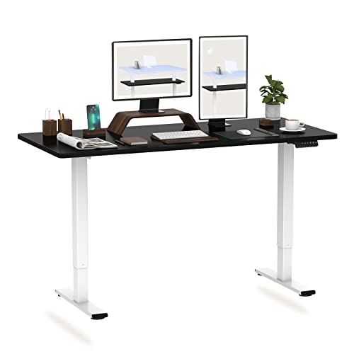 FLEXISPOT Hemera Höhenverstellbarer Schreibtisch (160 x 80 cm), mit Memory-Steuerung und Softstart/-Stop& integriertes Anti-Kollisionssystem, Weiß Gestell + Schwarz Tischplatte von FLEXISPOT