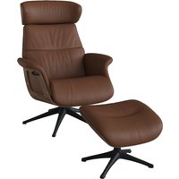 FLEXLUX Relaxsessel "Rücken u. Kopfverstellung, ergonomisch, Airchannels, klasse Komfort" Rücken- & Kopfteilverstellung, Drehbar, Armlehne Walnuss, Fuß Schwarz von Flexlux