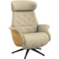 FLEXLUX Relaxsessel "Volden elektrischer Funktionsessel" Größe M, Rücken & Fußteil elektrisch, Akku, Arml. Eiche, Fuß schwarz von Flexlux