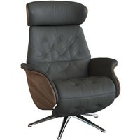 FLEXLUX Relaxsessel "Volden elektrischer Funktionsessel" Größe M, Rücken & Fußteil elektrisch, Akku, Arml. Walnuss, Fuß Alu von Flexlux