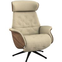 FLEXLUX Relaxsessel "Volden elektrischer Funktionsessel" Größe M, Rücken & Fußteil elektrisch, Akku, Arml. Walnuss, Fuß schwarz von Flexlux