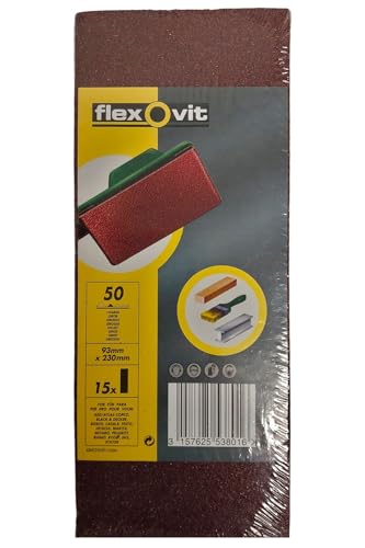 Flexovit 15 STK Schleifpapier für Schwingschleifer Körnung 50 Grob 93mm x 230mm Schleifen von Flexovit