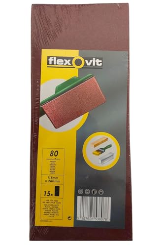 Flexovit 1/2 Schleifpapier Blätter Orbital 15mm x 280mm Einfach Medium 80g (15) von Flexovit