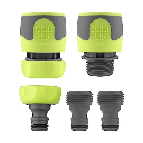 Flexzilla HFZGAK14 Gartenschlauch-Schnellverbindungen, 5-teiliges Kupplungs- und Stecker-Set, ZillaGreen von Flexzilla