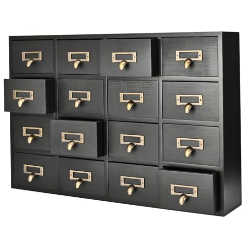 Flexzion Apothekerschrank mit Schubladen, 16 Vintage-Apotheker-Schubladen, Schreibtisch-Organizer für Zuhause und Büro, Holz-Tischplatte, Bibliothekskarten, Katalogschrank, Aufbewahrung für Schmuck Flexzion Apothekerschrank mit Schubladen, 16 Vintage-Apotheker-Schubladen, Schreibtisch-Organizer für Zuhause und Büro, Holz-Tischplatte, Bibliothekskarten, Katalogschrank, Aufbewahrung für Schmuck von Flexzion