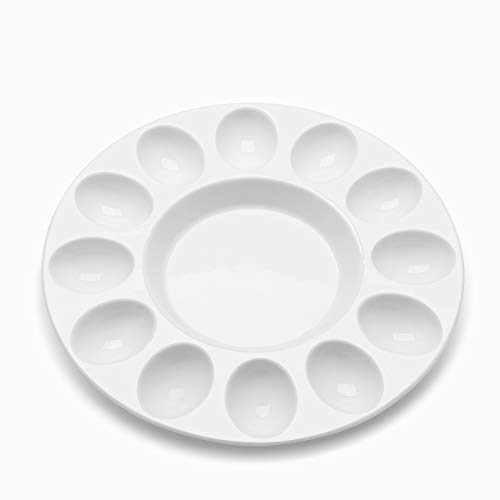 Flexzion Deviled Egg Tray - Ceramic White Porcelain 12 Cup Eggs Serving Tray Catering Platter for Hard Boiled Devil Eggs, Easter Eggs Holder & Deserts Unique Decorative Kitchen Dish Plate Palette von Flexzion