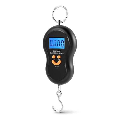 Flexzion Digitale Hängewaage, 88lbs/40kg Gewichtskapazität Batteriebetriebene, elektronische, tragbare Gepäckpostwaage Balancehaken Hintergrundbeleuchtung LCD-Display für Fischerei Jagd Farm Outdoor von Flexzion