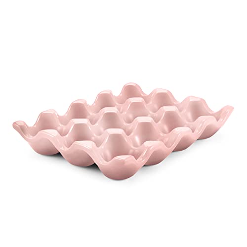 Flexzion Eierablage aus Keramik für 12 Tassen – ganzes Dutzend Porzellan Eierhalter Behälter Aufbewahrung Organizer Dekorativer Servierständer Serviergeschirr für Kühlschrank Arbeitsplatte Display 2 von Flexzion