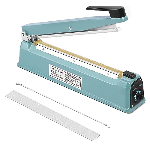 Flexzion Impulse Sealer 300 mm 350 W – Handbetriebener manueller Kunststoffbeutel mit Thermobeutel/einstellbarem Timer, tragbar mit Ersatz-Griff und Teflonband von Flexzion