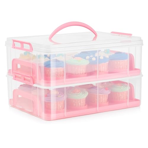 Flexzion Kuchen-Carrier-Halter-Behälter Box - 24 Cupcakes Schlitz oder 2 großer Kuchen-Gebäck durchsichtige Kunststoff-Speicher-Korb Taker Courier mit 2 Tiere stapelbare Layer-Insert 24 Slot, 2 Tie Flexzion Kuchen-Carrier-Halter-Behälter Box - 24 Cupcakes Schlitz oder 2 großer Kuchen-Gebäck durchsichtige Kunststoff-Speicher-Korb Taker Courier mit 2 Tiere stapelbare Layer-Insert 24 Slot, 2 Tie von Flexzion