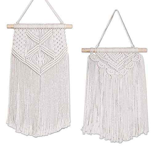 Flexzion Makramee Wandhängendes Wandteppich Tapisserie Kunst Handgewebter böhmischer Wanddekor für Boho Schlafzimmer Wohnzimmer Vorhänge Hippie Rustikal, 2er Pack 50 cm weiße Baumwolle Flexzion Makramee Wandhängendes Wandteppich Tapisserie Kunst Handgewebter böhmischer Wanddekor für Boho Schlafzimmer Wohnzimmer Vorhänge Hippie Rustikal, 2er Pack 50 cm weiße Baumwolle von Flexzion