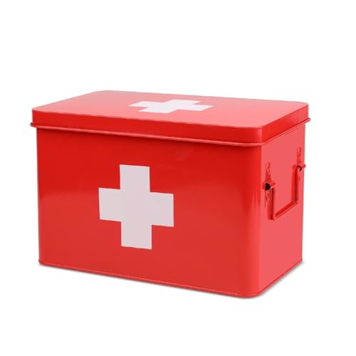 Flexzion Medizinbox, Hausapotheke Box, Apothekenbox - 33x21x19cm Medikamenten Aufbewahrung Box aus Metall für Notfall, Erste Hilfe Schrank, mit Seitengriffen, abnehmbarem Tablett & 5 Fächern, rot Flexzion Medizinbox, Hausapotheke Box, Apothekenbox - 33x21x19cm Medikamenten Aufbewahrung Box aus Metall für Notfall, Erste Hilfe Schrank, mit Seitengriffen, abnehmbarem Tablett & 5 Fächern, rot von Flexzion