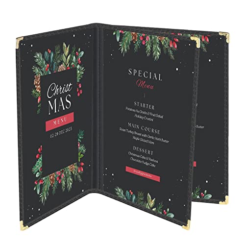 Flexzion Menü Abdeckung 8.5x11 Zoll Schwarz Dreifachfalz-Buch-Art-Halter mit 3 Page 6 Ansicht Schutz Corner Für Restaurant Hotel Deli Cafes Bars Pub 1 1 Packung klar von Flexzion