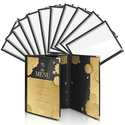 Flexzion Menü-Abdeckungen, passend für 23.9 x 32.4 cm Papier – Restaurant dreifach genähte Ordnerhüllen, mit transparenten PVC-Blättern, schwarzer Bindung für Deli Cafe Getränke-Bar 12er Pack Flexzion Menü-Abdeckungen, passend für 23.9 x 32.4 cm Papier – Restaurant dreifach genähte Ordnerhüllen, mit transparenten PVC-Blättern, schwarzer Bindung für Deli Cafe Getränke-Bar 12er Pack von Flexzion