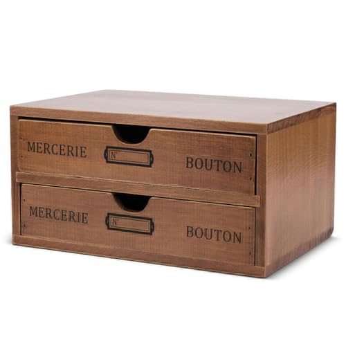 Flexzion Retro Schubladenbox Holz, Mini Kommode 2 Schubladen, Französischen Vintage Stil Schubladencontainer Ablagefächer Schreibtisch Organizer Büro Aufbewahrungsbox Schubladenbox, Natur & Braun Flexzion Retro Schubladenbox Holz, Mini Kommode 2 Schubladen, Französischen Vintage Stil Schubladencontainer Ablagefächer Schreibtisch Organizer Büro Aufbewahrungsbox Schubladenbox, Natur & Braun von Flexzion