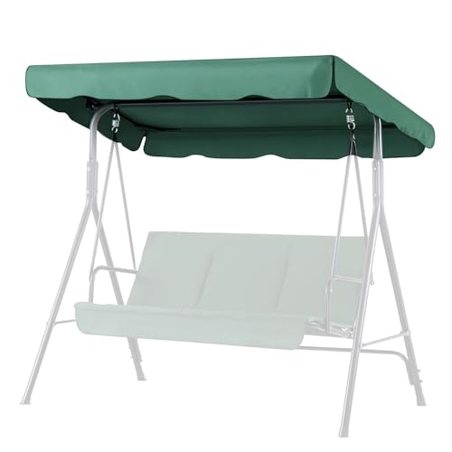 Flexzion Swing Canopy Cover (Green) 75" x 52" - Deluxe Polyester Top Replacement UV Block Sun Shade Waterproof Decor for Outdoor Garden Patio Yard Park Porch Seat Furniture von Flexzion
