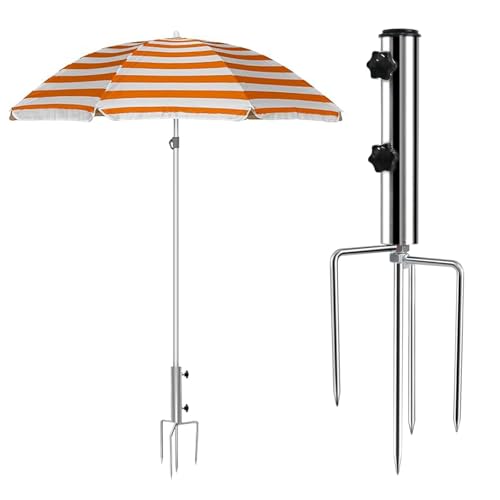 Fleymu Sonnenschirmständer mit Rasendorn - Abnehmbarer Sonnenschirmhalter als Erdspieß mit 4 Heringen für Strand, Garten, Rasen und Terrasse Fleymu Sonnenschirmständer mit Rasendorn - Abnehmbarer Sonnenschirmhalter als Erdspieß mit 4 Heringen für Strand, Garten, Rasen und Terrasse von Fleymu