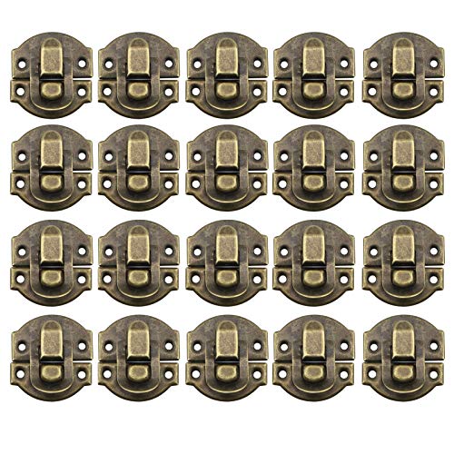 Größe Verriegelungs Scharniere Retro Stil Schmuck Verschluss Design Dekorative Antike Haspe Schloss mit 80 Schrauben Klein Vorhängeschloss Eisen Schnapp für Deko Schmuckschatulle Holzkoffer (Bronze) von Fleymu