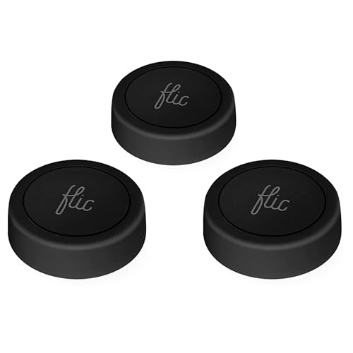 Flic Smart Button Schwarz – 3er-Pack: Steuert Licht, Musik & mehr per Drücken, Doppeldrücken, Halten. Kompatibel mit Alexa, HomeKit, Matter. Einrichtung über Flic App, Bluetooth/WLAN nötig. von Flic