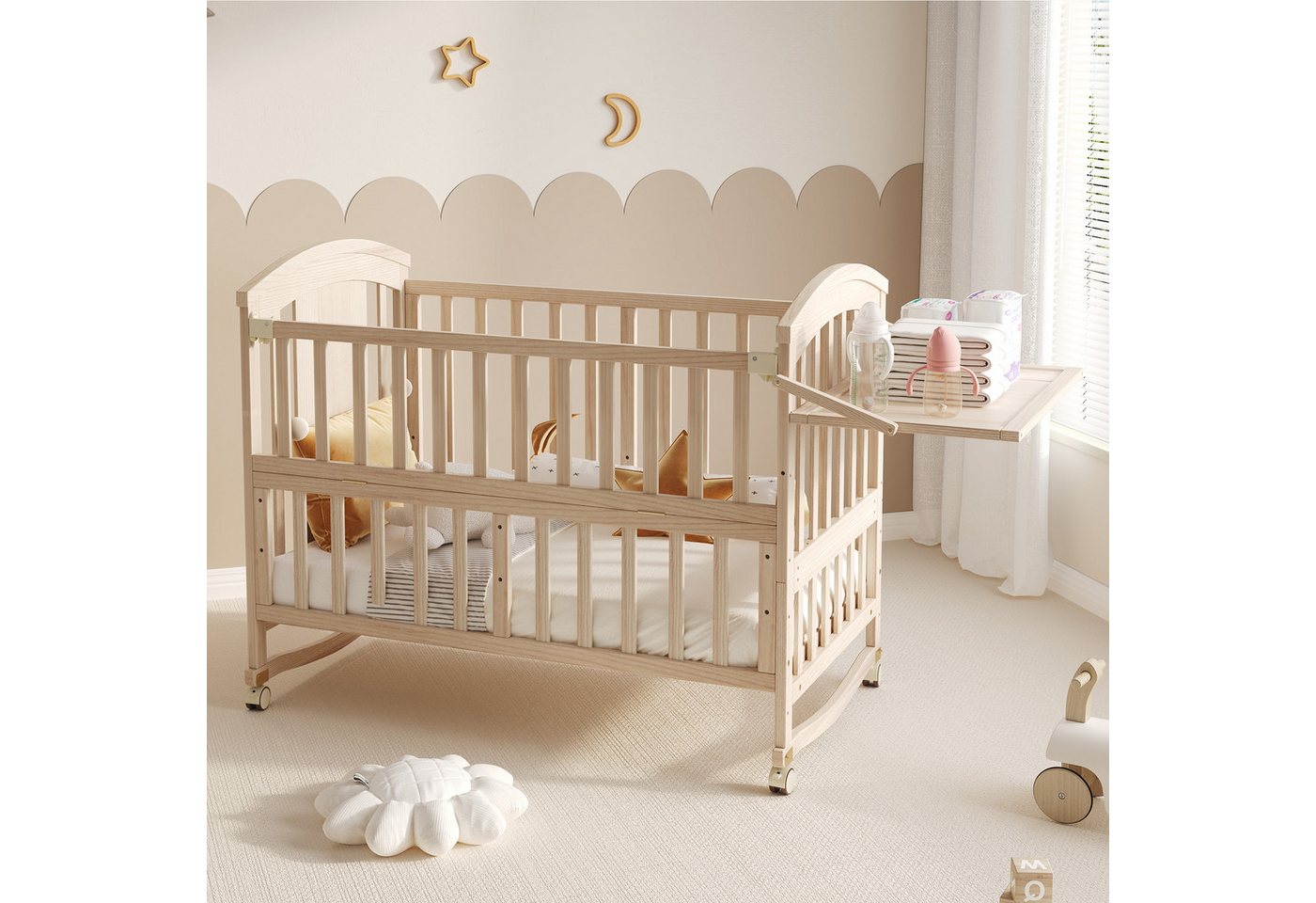 Flieks Babybett, Kinderbett Nebenbett 60x120cm/60x160cm mit abnehmbarer Seitengitter Flieks Babybett, Kinderbett Nebenbett 60x120cm/60x160cm mit abnehmbarer Seitengitter von Flieks