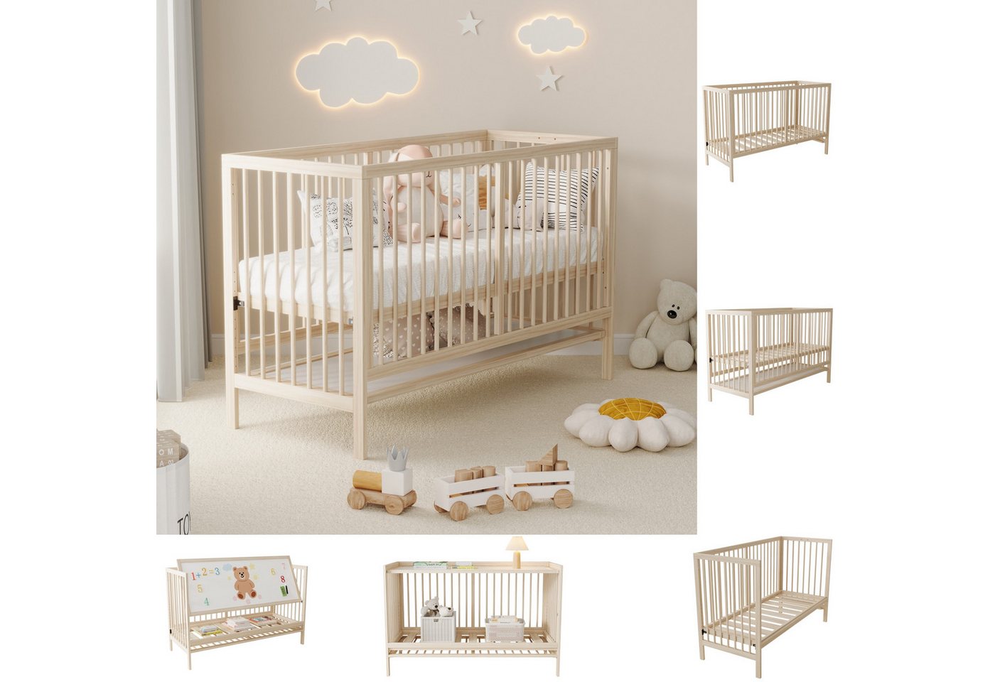 Flieks Babybett, Kinderbett Nebenbett 60x140x90cm mit Malerbrettständer, Schreibtisch Flieks Babybett, Kinderbett Nebenbett 60x140x90cm mit Malerbrettständer, Schreibtisch von Flieks