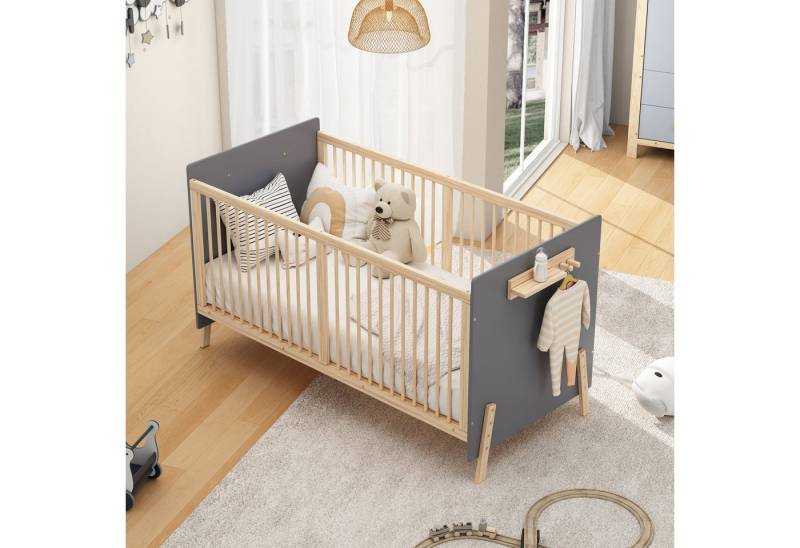 Flieks Babybett, Kinderbett Nebenbett mit höhenverstellbaren Beinen 163x80x92cm von Flieks