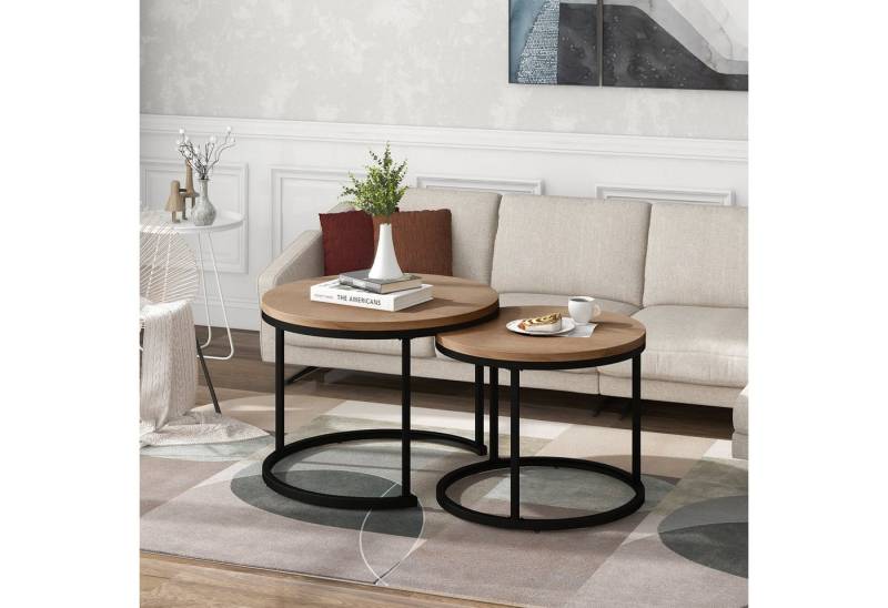 Flieks Couchtisch, Runder geschachtelter Beistelltisch Couchtisch 2er Set von Flieks