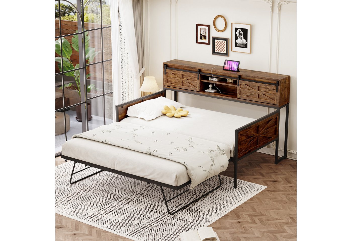 Flieks Daybett, Kinderbett Tagesbett 90x200cm mit Ladefunktion, Ausziehbett 90x190cm Flieks Daybett, Kinderbett Tagesbett 90x200cm mit Ladefunktion, Ausziehbett 90x190cm von Flieks