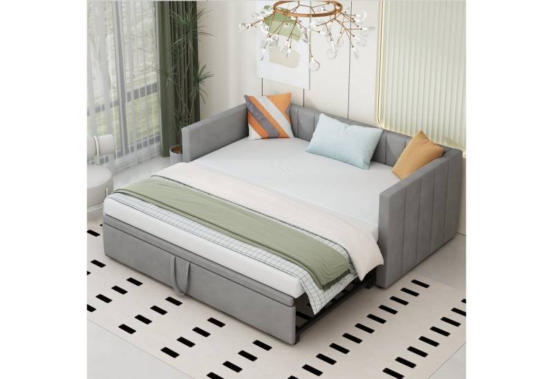 Flieks Daybett, Tagesbett Schlafsofa mit Unterbett 90x200cm/180x200cm Samt von Flieks