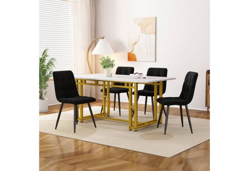 Flieks Essgruppe, (5-tlg), Esstisch mit 4 Stühlen Set Esszimmer Sitzgruppe, Metallbeine von Flieks