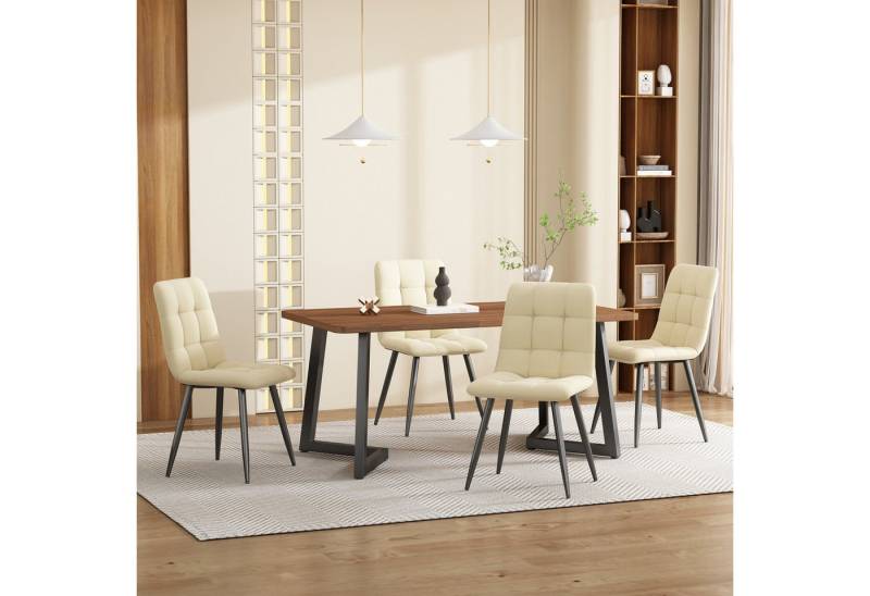 Flieks Essgruppe, (5-tlg), Esstisch mit 4 Stühlen Set Küchetisch Esszimmerstuhl, Metallbeine von Flieks