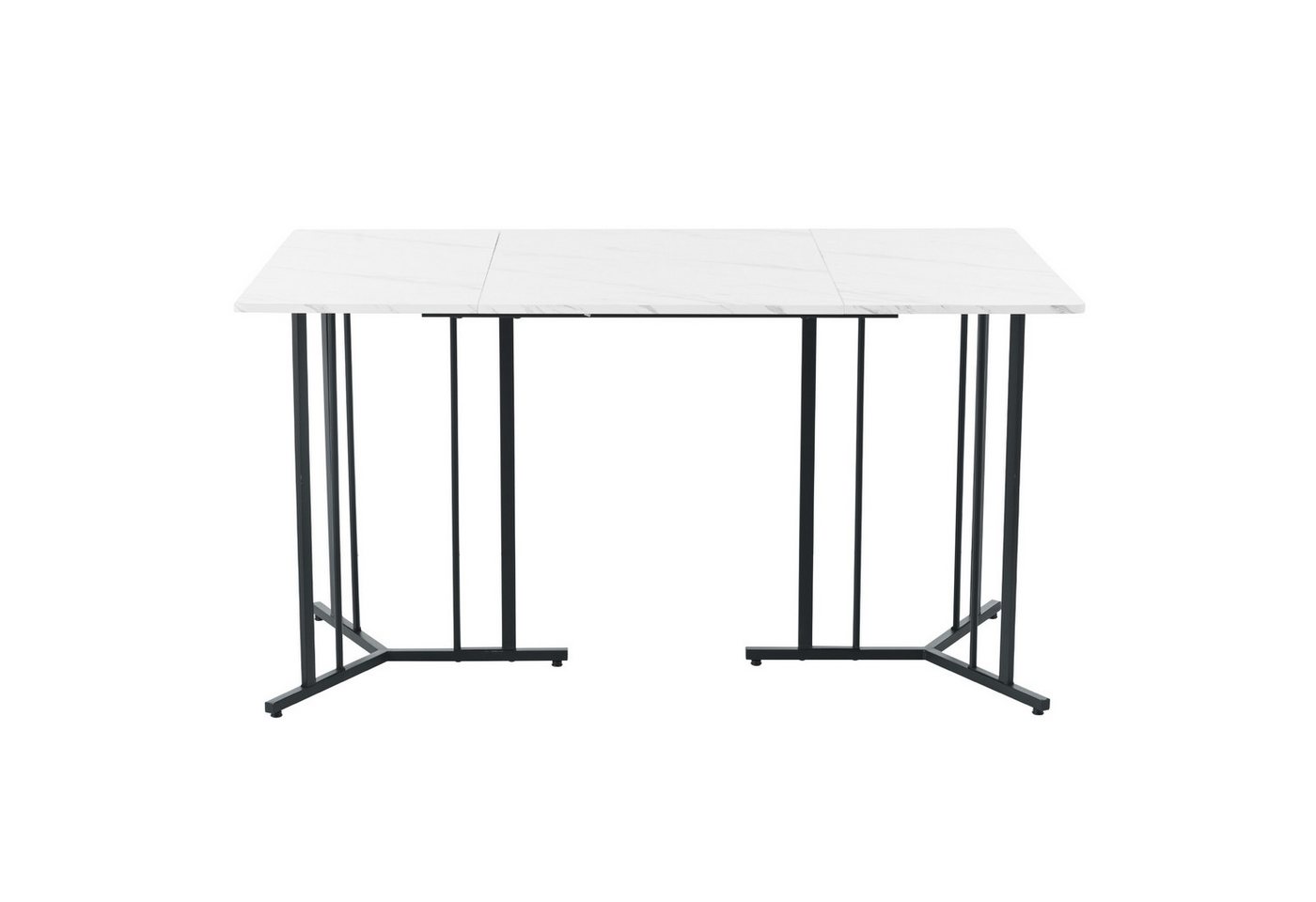 Flieks Esstisch (140x80x75 cm, 1-St., 1 Tisch, mit verstellbaren Füßen), rechteckig Küchentisch Marmoroptik Schreibtisch, Metallbeine von Flieks
