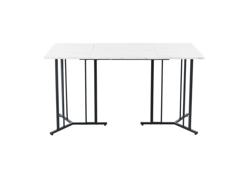 Flieks Esstisch (140x80x75 cm, 1-St., 1 Tisch, mit verstellbaren Füßen), rechteckig Küchentisch Marmoroptik Schreibtisch, Metallbeine von Flieks
