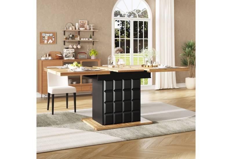 Flieks Esstisch ausziehbarer Küchentisch mit verstellbaren Einlegeböden (Holztisch L110-140/T80/H75 cm, 1-St., 1 Tisch), erweiterbarer Tisch rechteckig Schreibtisch Arbeitstisch mit Stauraum von Flieks
