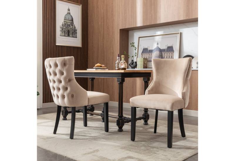 Flieks Esszimmerstuhl (Set, 2 St), 2er Set Polsterstühle Wohnzimmerstuhl Samt, Massivholzbeine von Flieks