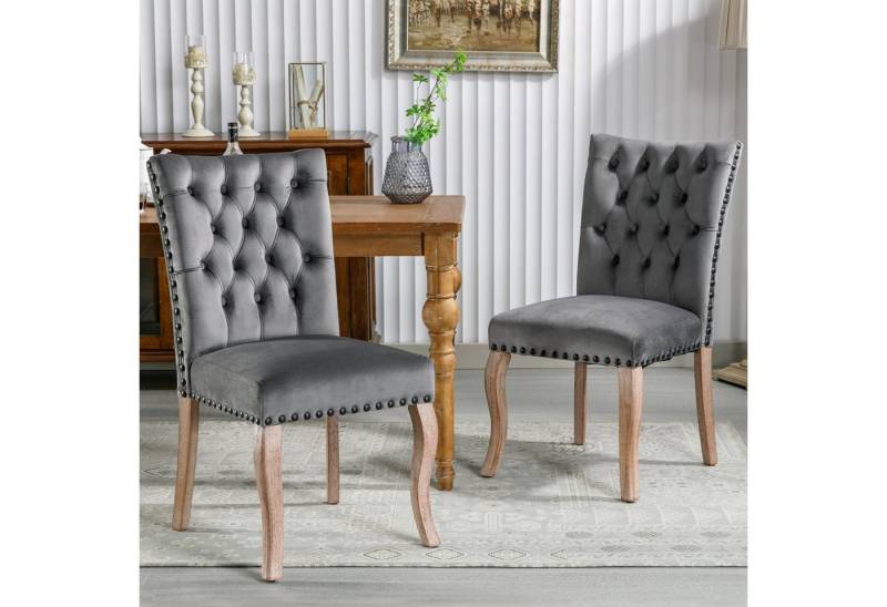 Flieks Esszimmerstuhl (Set, 2 St), 2er Set Polsterstühle Küchenstühle Samt Wohnzimmer Massivholzbeine von Flieks