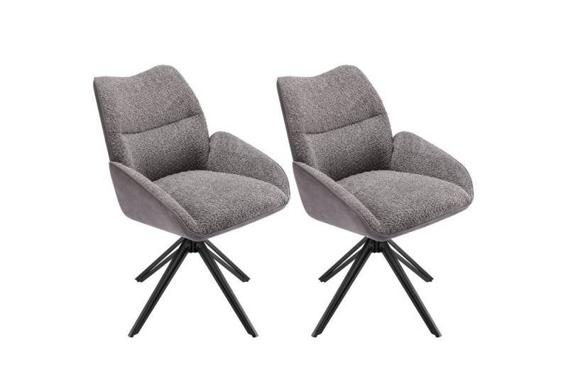 Flieks Esszimmerstuhl (360° drehbar, Set, 2 St), 2er Set Polsterstühle Drehstuhl Wohnzimmerstuhl Sherpa, Eisenbeine von Flieks