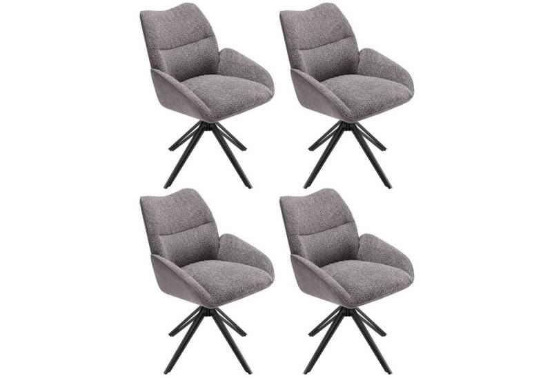Flieks Esszimmerstuhl (360° drehbar, Set, 4 St), 4er Set Polsterstühle Drehstuhl Wohnzimmerstuhl Sherpa, Eisenbeine von Flieks