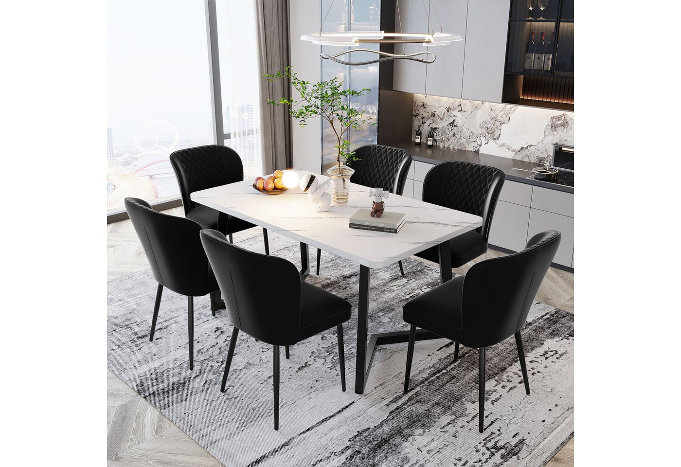 Flieks Esszimmerstuhl (6 St), 6er Set Polsterstühle Wohnzimmerstuhl mit Rückenlehne Metallbeine Samt von Flieks